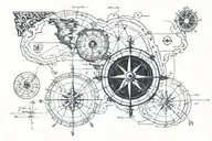 Old map with old compass design tattoo design idea