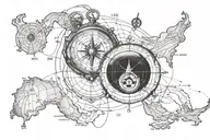 Old map with old compass design tattoo design idea