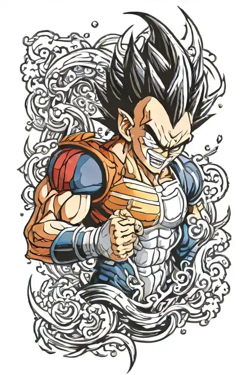 vegeta badass smile blood tattoo design idea