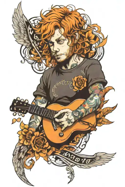 A full sleeve design featuring musical lyrics of Ed Sheeran tattoo design idea