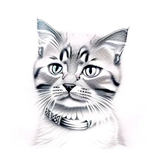 cute cat tattoo design idea