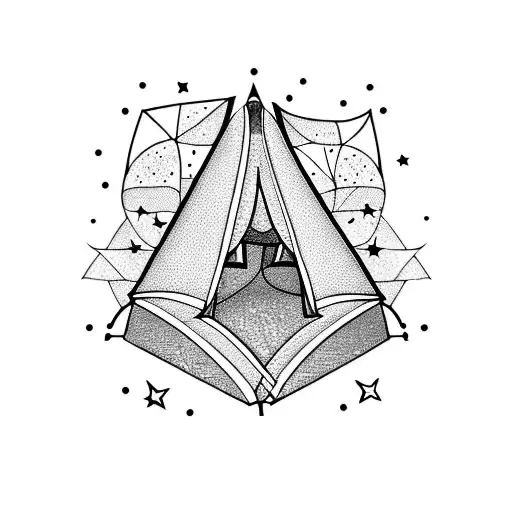 tent with stars tattoo design idea