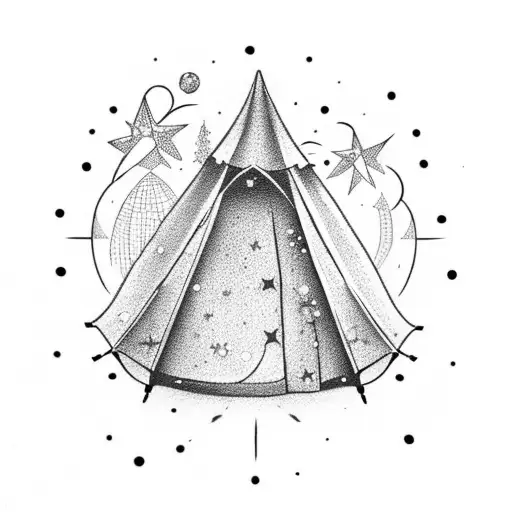 tent with stars tattoo design idea