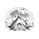 tent with stars tattoo design idea