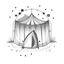 tent with stars tattoo design idea