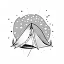 tent with stars tattoo design idea