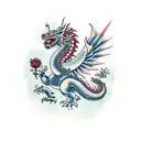 Korean dragon with rose tattoo design idea