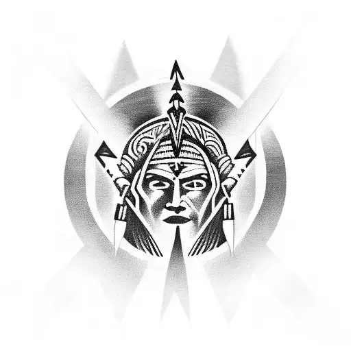 maa paa with thunder lightning tattoo design idea