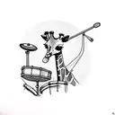 Giraffe plays drums tattoo design idea