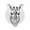 Giraffe plays drums tattoo design idea