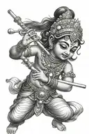 Krishna playing the flute tattoo design idea