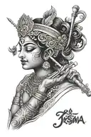 Krishna playing the flute tattoo design idea