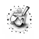 Espresso flowing from the coffee machine runs in veins. tattoo design idea