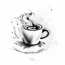 Espresso flowing from the coffee machine runs in veins. tattoo design idea