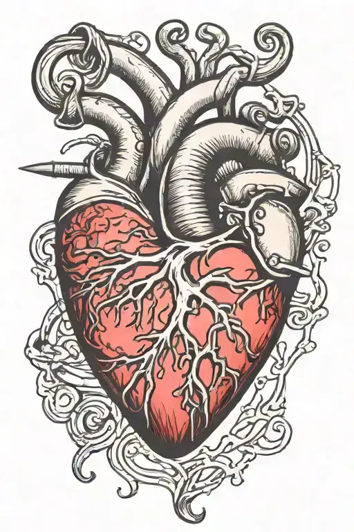 realistic heart penetrated by a safety pin tattoo design idea