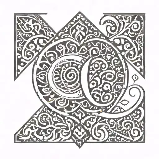letter E inside a mehndi patterns symbolizing love tattoo design idea