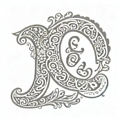 letter E inside a mehndi patterns symbolizing love tattoo design idea