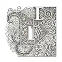 letter E inside a mehndi patterns symbolizing love tattoo design idea