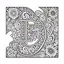letter E inside a mehndi patterns symbolizing love tattoo design idea