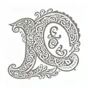 letter E inside a mehndi patterns symbolizing love tattoo design idea