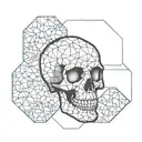 skull inside hexagon pattern tattoo design idea