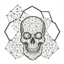 skull inside hexagon pattern tattoo design idea