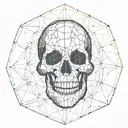 skull inside hexagon pattern tattoo design idea