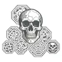 skull inside hexagon pattern tattoo design idea