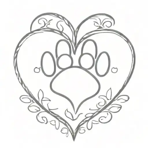 Heart with Paw Print tattoo design idea
