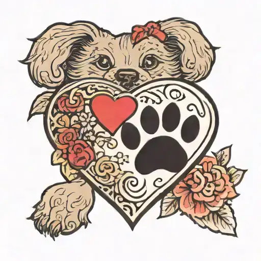 Heart with Paw Print, a dog named Ben tattoo design idea