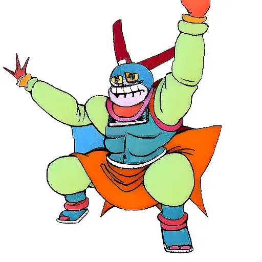 franky doing super pose in mayan artstyle tattoo design idea