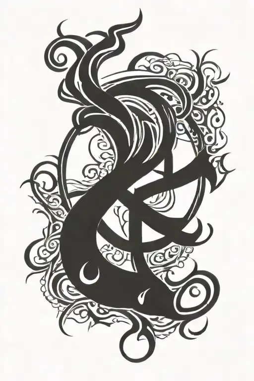 cancer zodiac symbol and Nordic runes engraved tattoo design idea