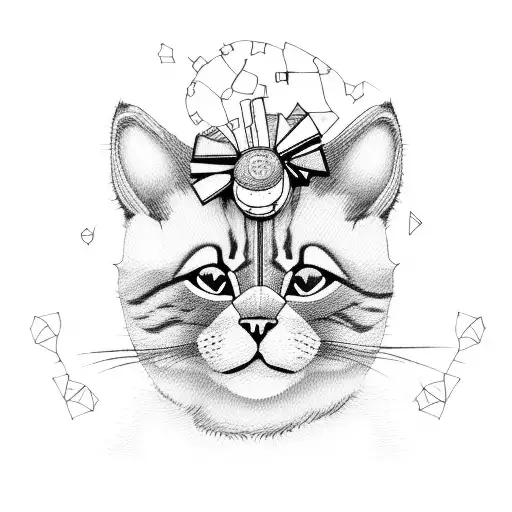 A cat playing with a teddy lion tattoo design idea