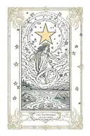 the star tarot card with stars that exit the card skyline woman tattoo design idea