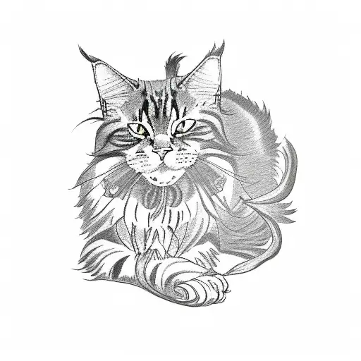 maine coon tattoo design idea