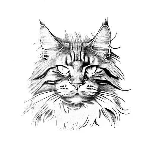 Blackwork "Maine Coon" Tattoo Idea BlackInk