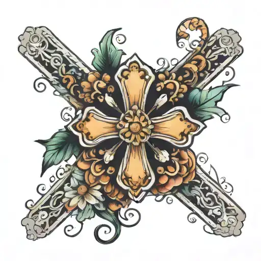cross with the name Daisy  tattoo design idea