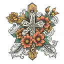 cross with the name Daisy  tattoo design idea