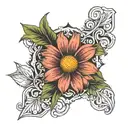 cross with the name Daisy  tattoo design idea