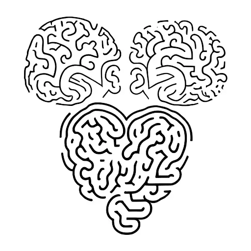 a heart and a brain united by the word "resilience" tattoo design idea
