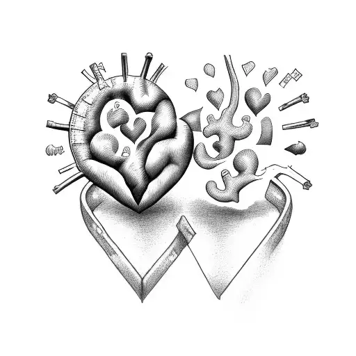 a heart and a brain united by the word "resilience" tattoo design idea