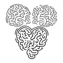 a heart and a brain united by the word "resilience" tattoo design idea
