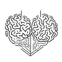 a heart and a brain united by the word "resilience" tattoo design idea