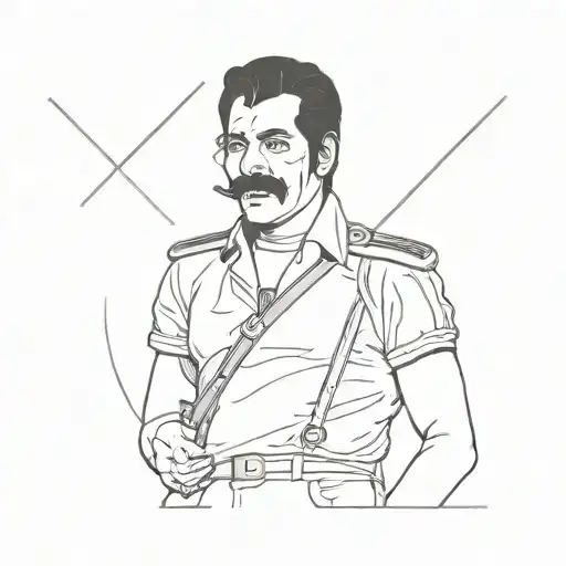 Freddie Mercury line art tattoo design idea
