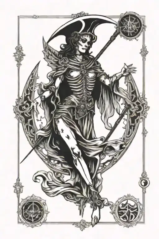 angle with death tarot card tattoo design idea