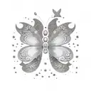 3 butterflies with glitter and little stars tattoo design idea