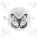 3 butterflies with glitter and little stars tattoo design idea