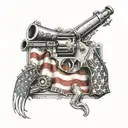 American flag, engineer castle, big red one, guns, usa tattoo design idea