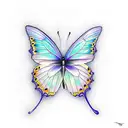 blue butterfly on purple daffodils tattoo design idea