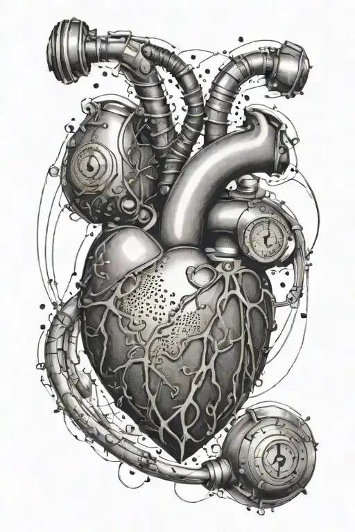A stethoscope forming the shape of a heart, with intricate dotwork details, representing the connection between healing and love tattoo design idea
